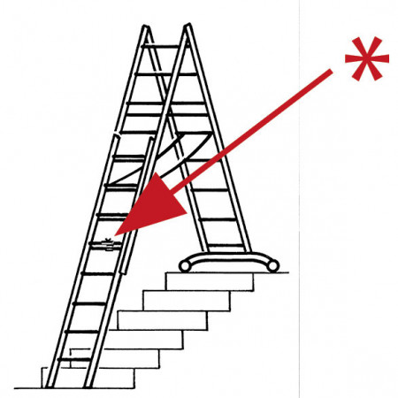 Leiter in Treppenstellung mit montiertem Klemmbeschlag
