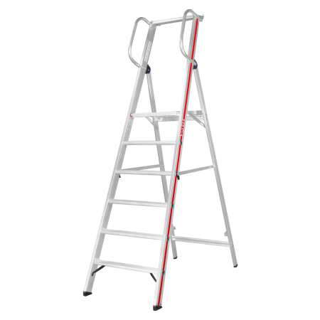 Leichte Plattformleiter mit 6 Stufen und Handlauf