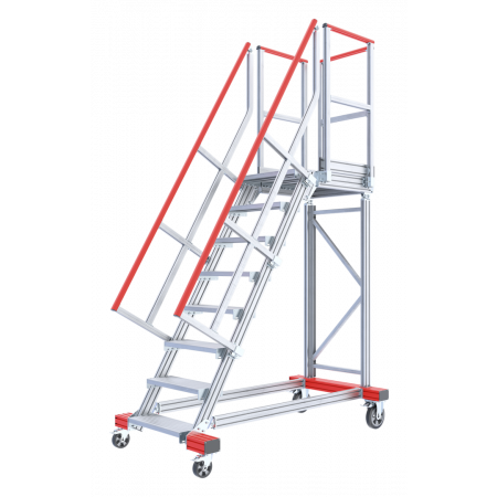 Fahrbare Plattformtreppe mit einer Neigung von 60°