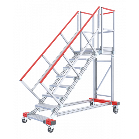 Fahrbare Plattformtreppe mit einer Neigung von 45°