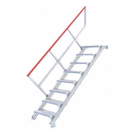 Treppe stationär ohne Podest, Neigung 45°, mit einseitigem Geländer links