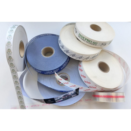 All types of tape can be imprinted with text, logos or bar codes