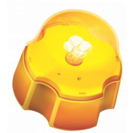 Gelbes Gehäuse mit transparenter Kunststoffhaube