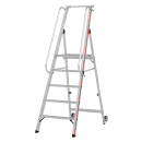 5-Stufen Plattformleiter mit langem Handlauf und Kipprollen