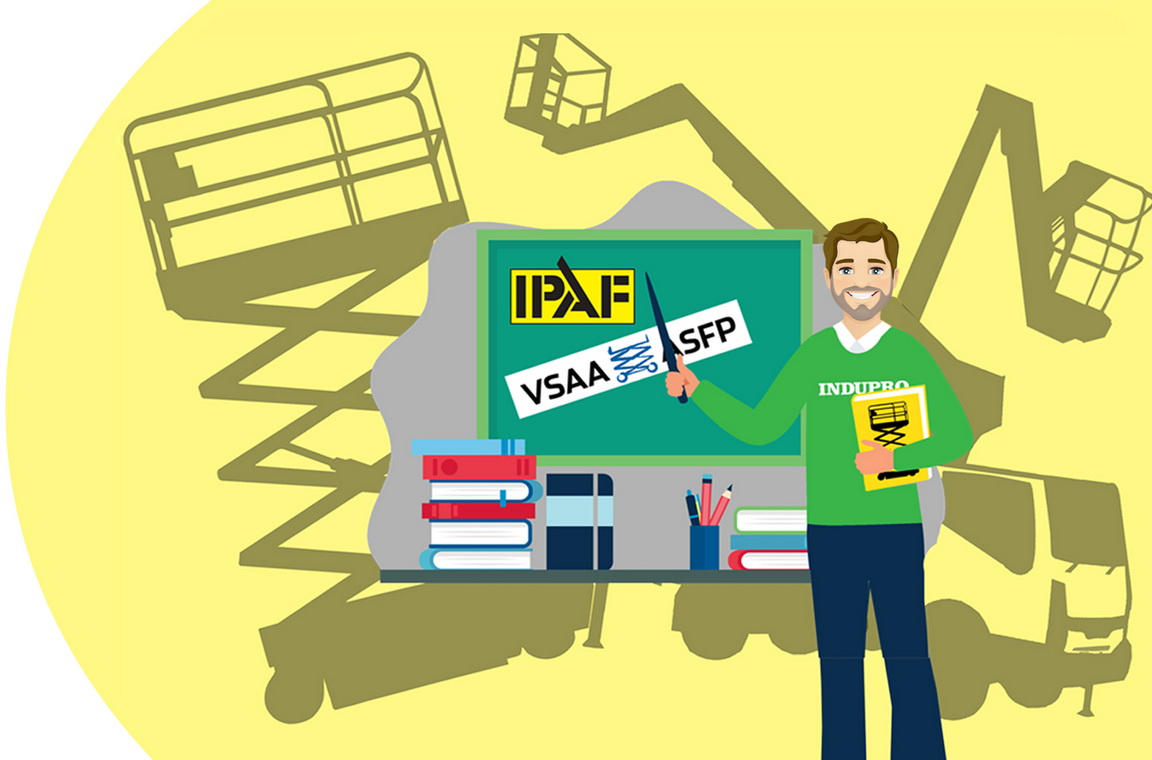 IPAF Ausbilder vor Arbeitsbühne